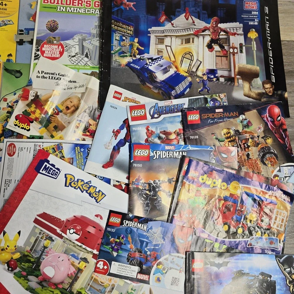 Lego Marvel Spider-Man Batman Mega Pokemon Building Instruction Manual Bundle
